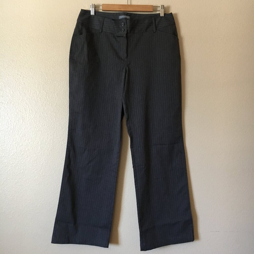 NEW Gray Pants 14P Career Stretch Pinstripe Petite Business Hillard & Hanson